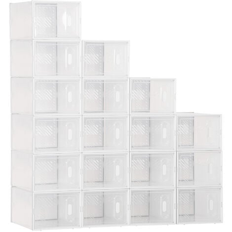 Anqidi 24Pcs Shoe Organizer, Foldable White Plastic Shoe Storage Boxes  12.99*9.06*5.51 In - Walmart.com