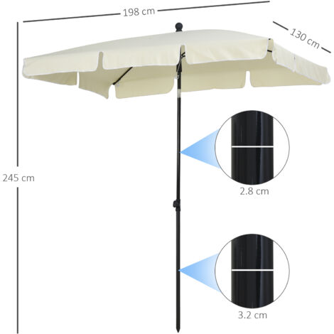 Outsunny 2.2M Fishing Umbrella Parasol W/ Side-Cream White