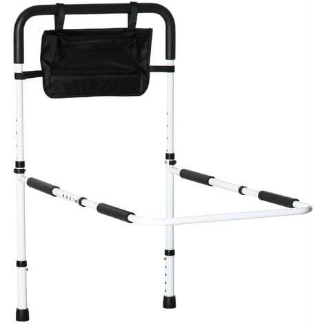 HOMCOM Adjustable Bed Assist Rail Grab Bar for Senior and Disabled White