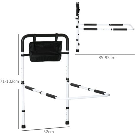 HOMCOM Adjustable Bed Assist Rail Grab Bar for Senior and Disabled White