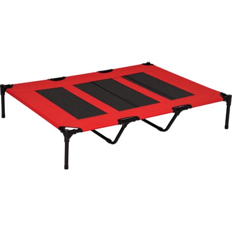 PawHut Raised Dog Bed Cooling Elevated Pet Cot XX Large 122 x 92 x 23cm Red