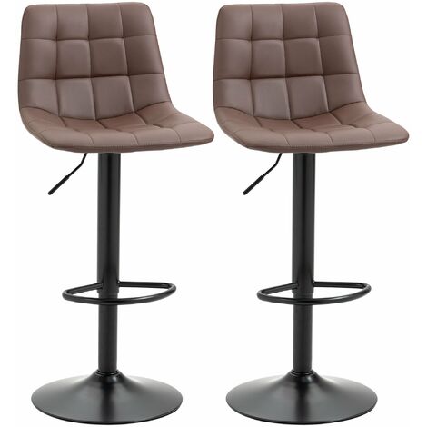 Bar Stools Set of 2 Adjustable Breakfast Dining Stools for Home Kitchen Brown
