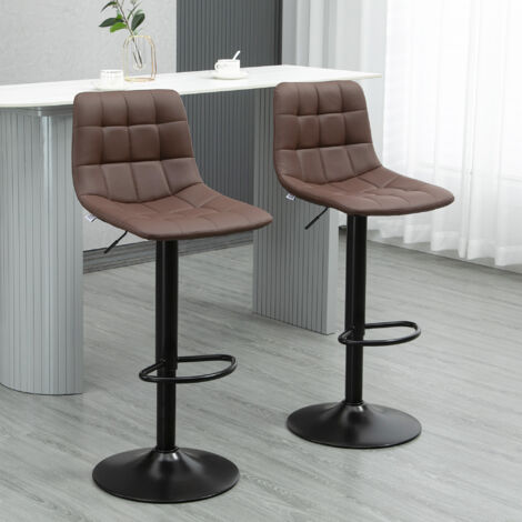 Bar Stools Set of 2 Adjustable Breakfast Dining Stools for Home Kitchen Brown