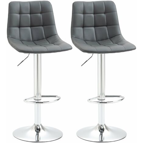 Bar Stools Set of 2 Adjustable Breakfast Dining Stools for Home Kitchen Grey