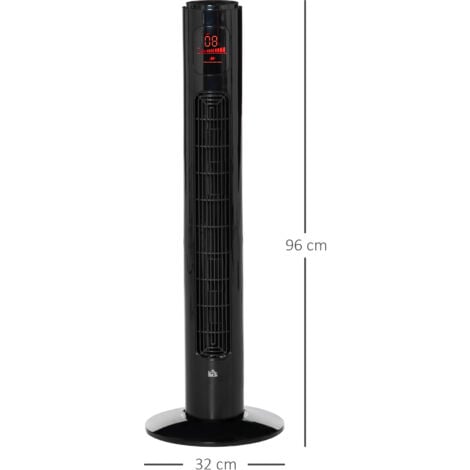 HOMCOM 38'' Tower Fan Remote Control 45W Wind Oscillate Speed for Indoor Black