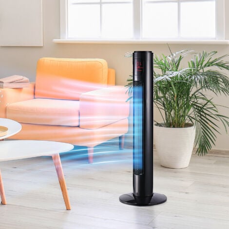 HOMCOM 38'' Tower Fan Remote Control 45W Wind Oscillate Speed for Indoor Black