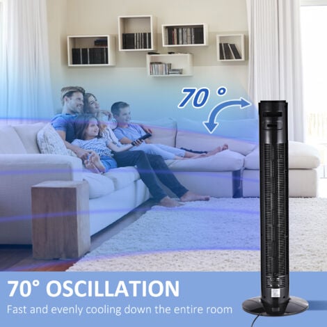 HOMCOM 38'' Tower Fan Remote Control 45W Wind Oscillate Speed for Indoor Black