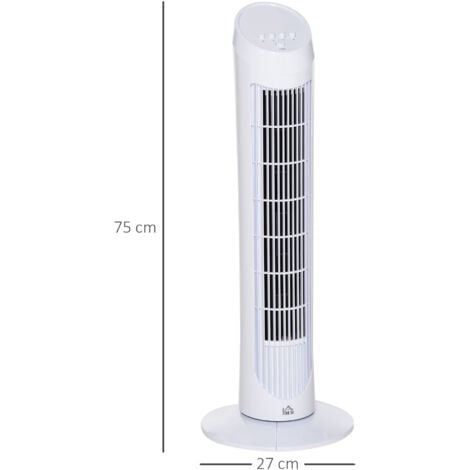 "HOMCOM 30"" Tower Fan Noise Reduction Wind 3-Level Cool ABS Indoor  White"