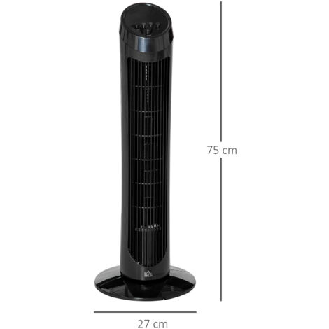 "HOMCOM 30"" Tower Fan Noise Reduction Wind 3-Level Cool ABS Indoor  Black"