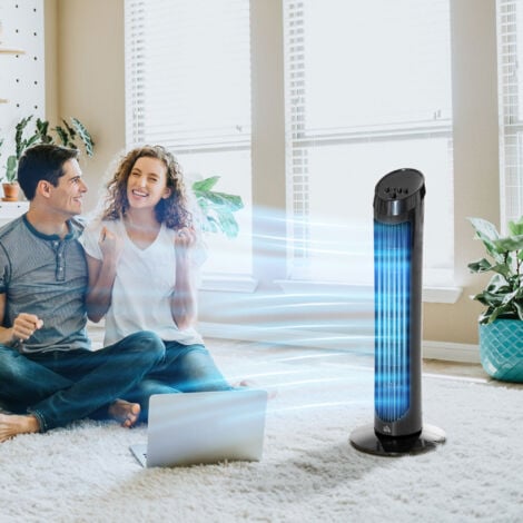 "HOMCOM 30"" Tower Fan Noise Reduction Wind 3-Level Cool ABS Indoor  Black"