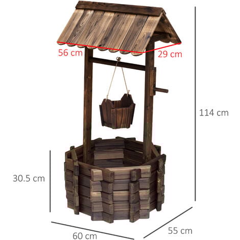 Outsunny Wishing Well Planter Bucket Home Decoration Garden Outdoor Backyard