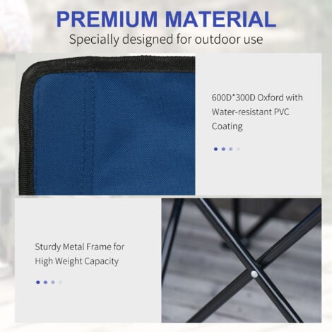 Outsunny 6 Seater Folding Bench Camping Chair with Cup Holder Blue
