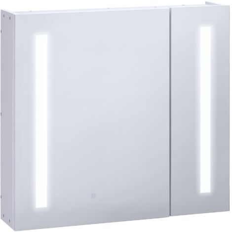 kleankin LED Illuminated Mirror Cabinet with Lights, Touch Switch, for Bathroom