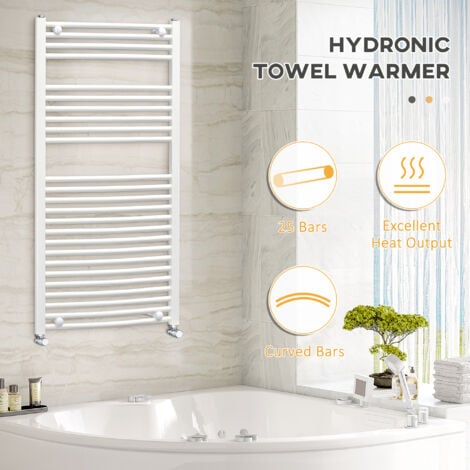 HOMCOM Heated Towel Rail, Hydronic Bathroom Ladder Radiator 600mm x ...