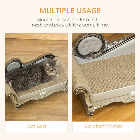 PawHut Cat Scratching Bed Pet Scratcher Modern Furniture w/ Catnip - Brown