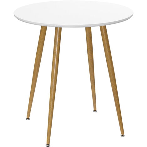 HOMCOM Round Dining Table with Matte Top Metal legs, Kitchen Table for 2 People