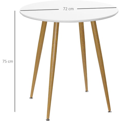 HOMCOM Round Dining Table with Matte Top Metal legs, Kitchen Table for 2 People