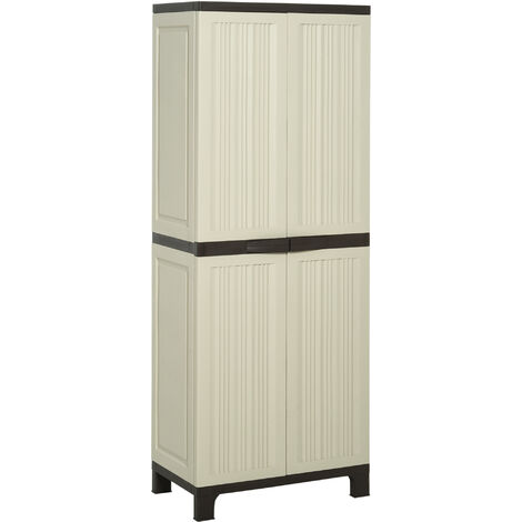 Outsunny Tall Plastic Utility Cabinet, Plastic Outdoor Shelving