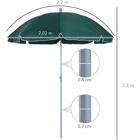 Outsunny Fishing Umbrella Beach Parasol with Sides Brolly Shlter Canopy  Green