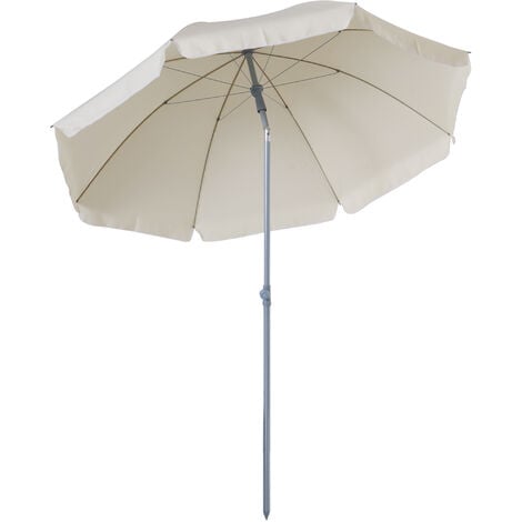 Outsunny 2.2m Tilt Garden Parasol Beach Umbrella Patio Sun Shade Cream White