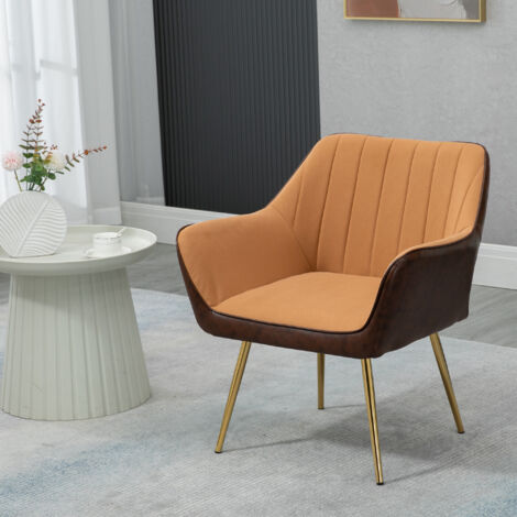 HOMCOM Accent Chairs Velvet Armchairs for Living Room and Bedroom Brown