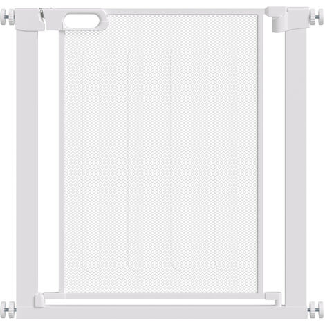 PawHut 76cm Tall Pressure Fit Safety Gate for Doorways, Dog Gate 75-103 cm White