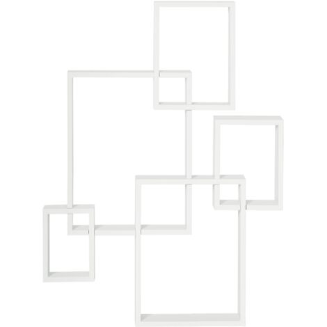 HOMCOM Floating Shelves, Interlocking Cube Shelves for Decoration White