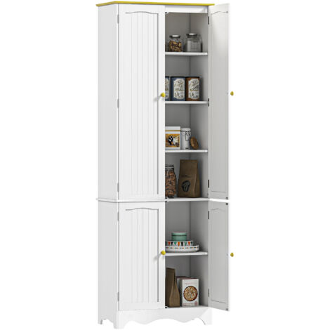 HOMCOM Freestanding Kitchen Cupboard 4-Door Storage Cabinet w/ 4 Shelves, White