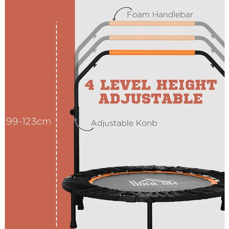 "HOMCOM 40"" Foldable Mini Fitness Trampoline w/ Foam Handle Orange"