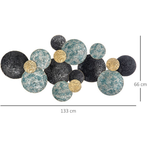 HOMCOM Minimalist Metal Wall Art Circle Home Hanging Wall Sculpture, Blue