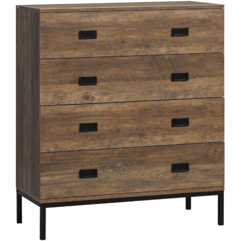 HOMCOM Chest of Drawers, 4 Drawer Unit Storage Chest Bedroom Living Room