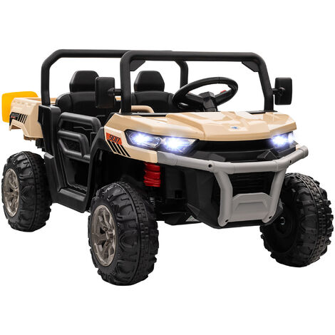 HOMCOM 2 Seater Kids Ride-On Car with Electric Bucket 12V Battery Powered UTV Yellow