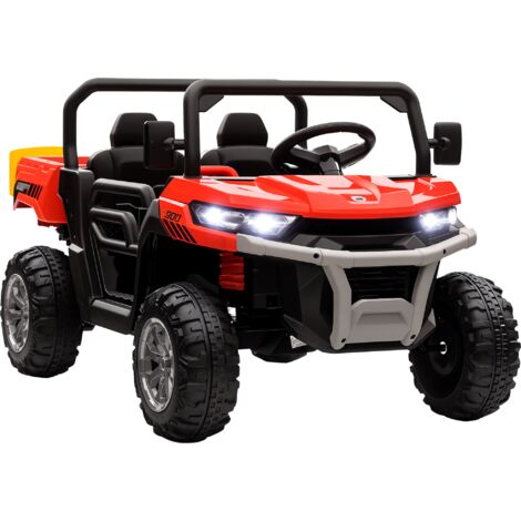 HOMCOM 2 Seater Kids Ride-On Car with Electric Bucket 12V Battery Powered UTV Red