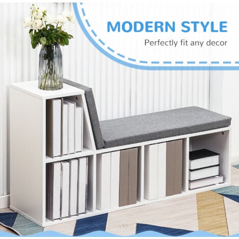 HOMCOM  2 Tier Bookcase w/ Removable Cushions Storage Cabinet for Living Room