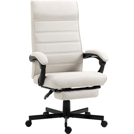 Vinsetto High-Back Home Office Chair with Adjustable Height and Footrest Cream