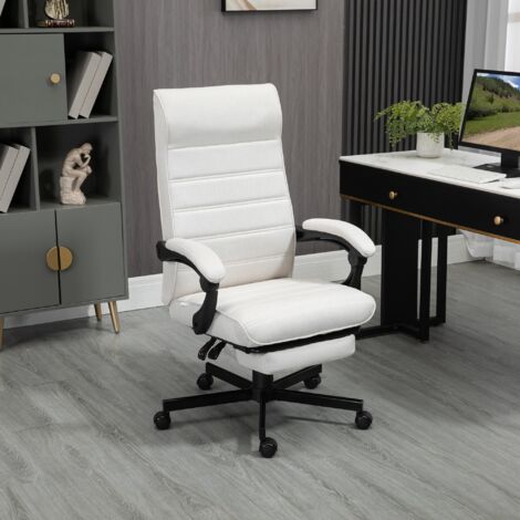 Vinsetto High-Back Home Office Chair with Adjustable Height and Footrest Cream