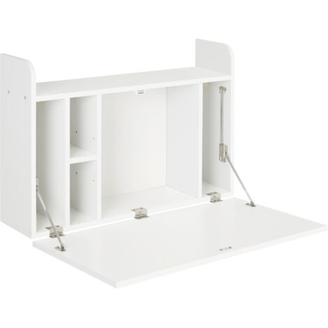 HOMCOM Wall Mounted Table w/ Space Saving Storage Compartments for Home Office