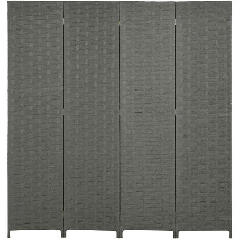 HOMCOM 4 Panel Folding Room Dividers for Wall, Privacy Screen Panels Grey