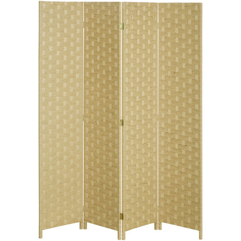 HOMCOM 4 Panel Folding Room Dividers for Wall, Privacy Screen Panels Brown (1/5)