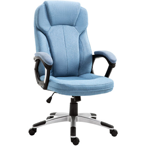 Vinsetto Linen Executive Office Chair Height Adjustable Swivel Chair Blue
