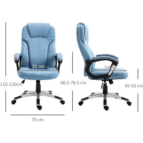 Vinsetto Linen Executive Office Chair Height Adjustable Swivel Chair Blue