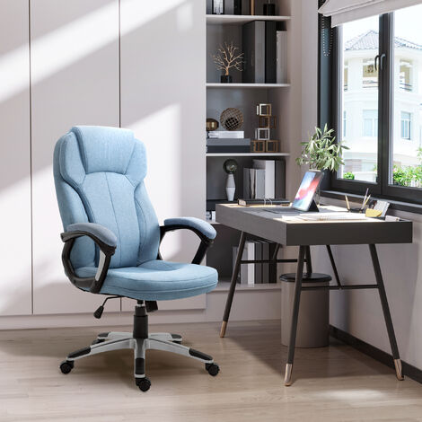 Vinsetto Linen Executive Office Chair Height Adjustable Swivel Chair Blue