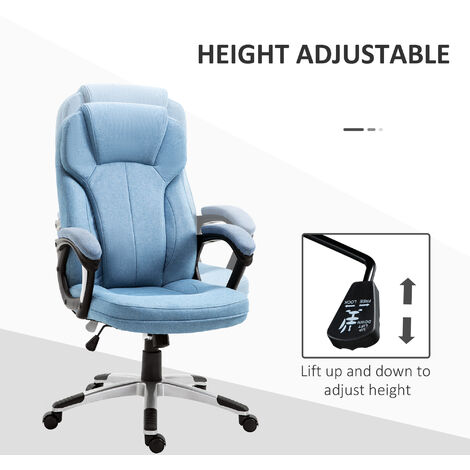 Vinsetto Linen Executive Office Chair Height Adjustable Swivel Chair Blue