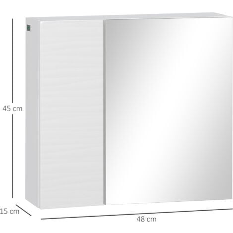 kleankin Bathroom Mirror Cabinet Wall Mounted Cupboard w/ Adjustable Shelf