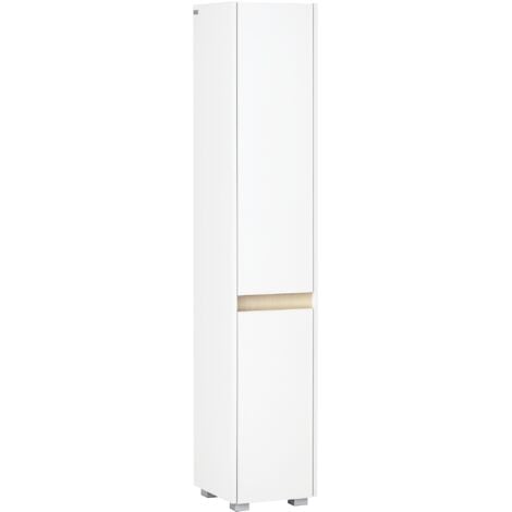 kleankin 5-Tier Modern Tall Bathroom Cabinet with Adjustable Shelves White