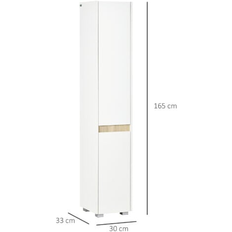 kleankin 5-Tier Modern Tall Bathroom Cabinet with Adjustable Shelves White