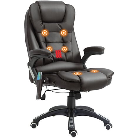 HOMCOM Heated Vibrating Massage Office Chair with Reclining Function Brown