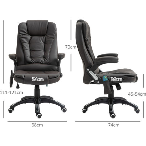 HOMCOM Heated Vibrating Massage Office Chair with Reclining Function Brown