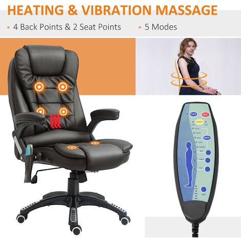 HOMCOM Heated Vibrating Massage Office Chair with Reclining Function Brown