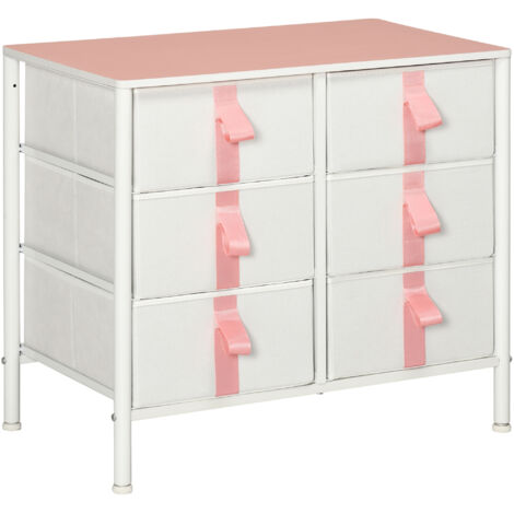 Chest of Drawers Cloth Organizer w/ 3/6 Fabric Drawers Metal Frame Nursery Room 68W x 40D x 61.5Hcm